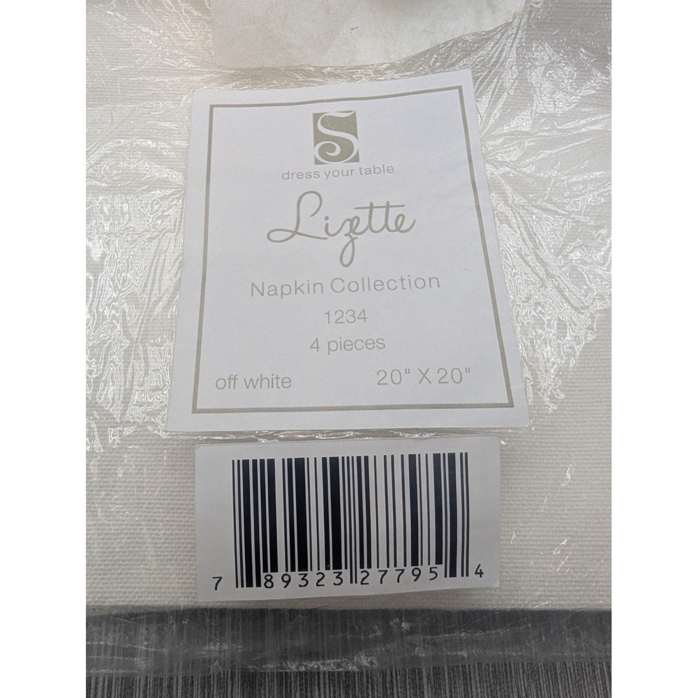 Saro Lifestyle Lizette Napkins Set 4 Off White Cotton Fringe 20x20 NIP
